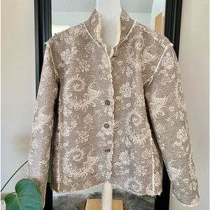 Chico’s Damask Embroidered Sherpa Lined Jacket